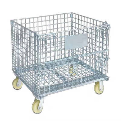 Heißer Dipgalvanized-Draht-Mesh Container Durable Wire Metal-Speicher-Käfig mit Rädern